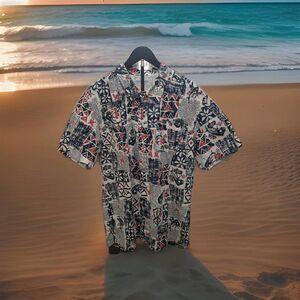 Columbia PFG Fishing Shirt Men’s Large Cotton Mesh Vent Button Front Print